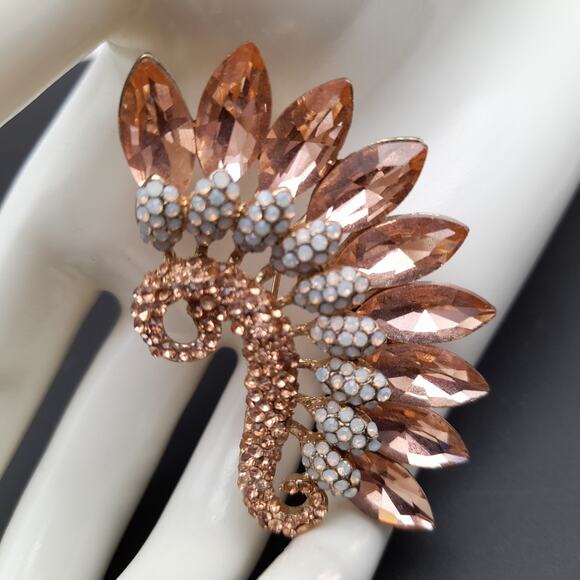 Vintage Light Topaz White Rhinestone Pendant Brooch - Picture 1 of 9